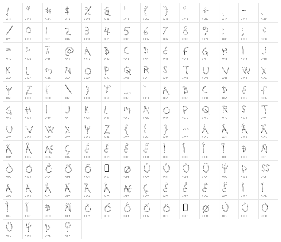 HolySmokes-Regular Character Map