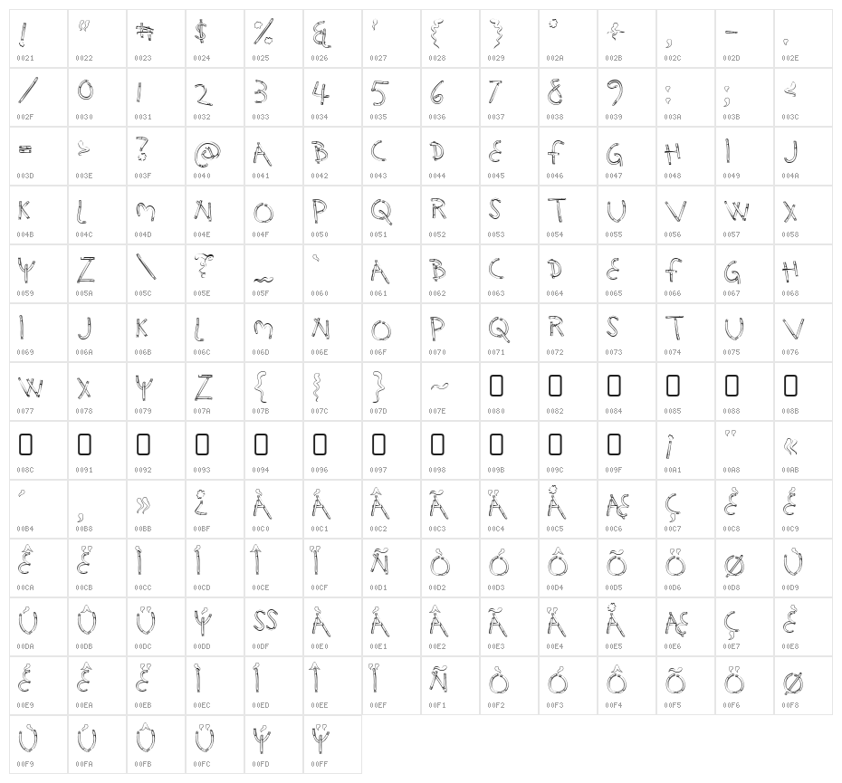 HolySmokes-Regular Character Map