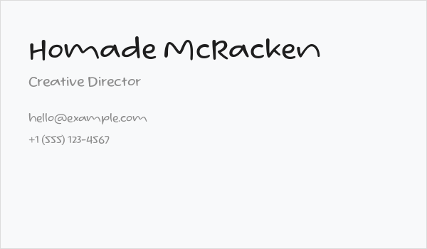Homade McRacken Business Card