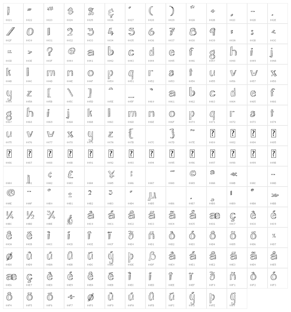 Home&Hearth-OutlineBold Character Map