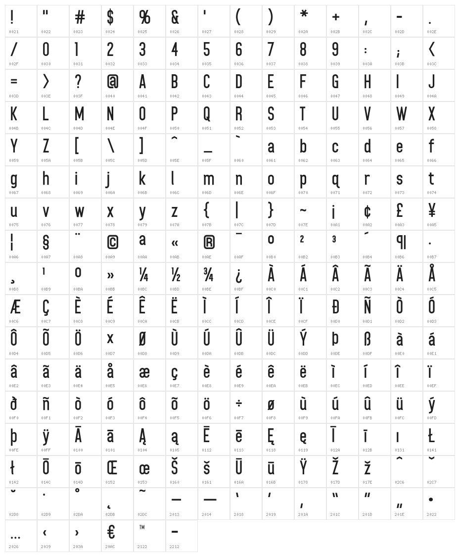 HomePlanetBB-Bold Character Map