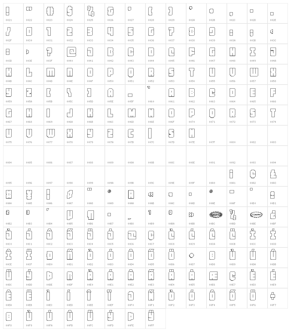 Homebase Outline Character Map