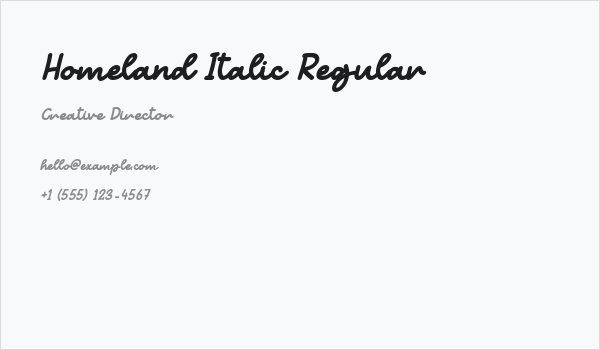 Homeland Italic Regular Business Card
