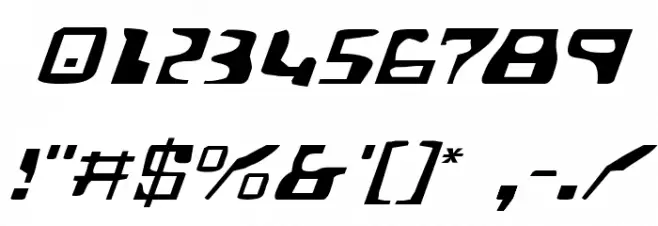Homemade Robot Expanded Italic Font OTHER CHARS