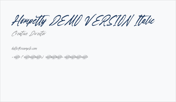 Hompetty DEMO VERSION Italic Business Card