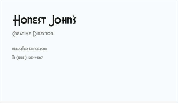 Honest John's Business Card
