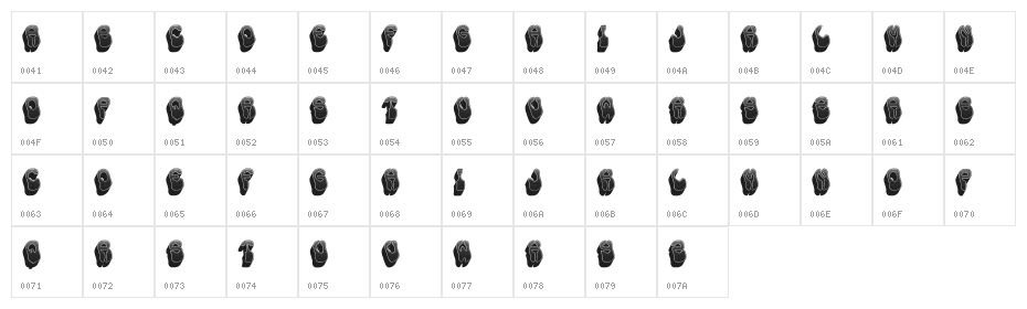 Honey Bunny Black Regular Character Map