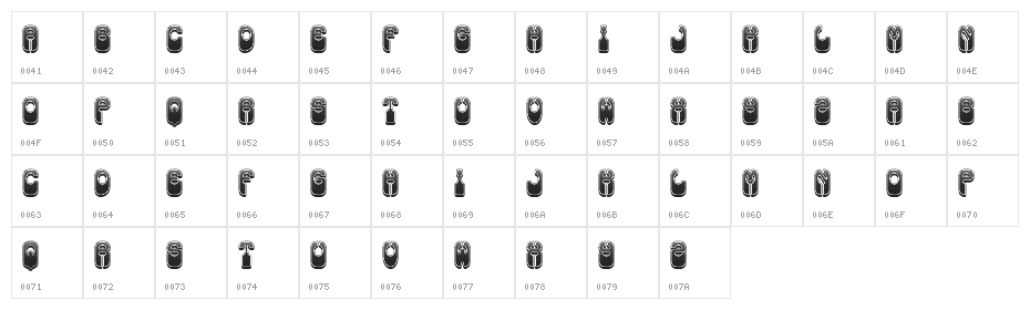 Honey Bunny Black Straight Regular Character Map