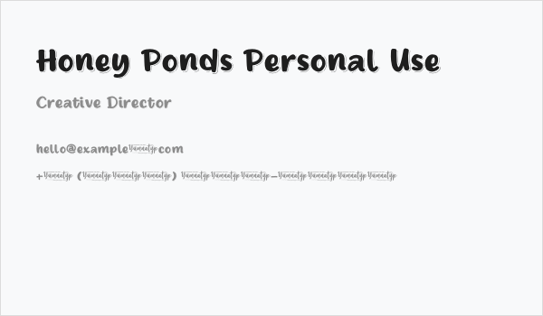 Honey Ponds Personal Use Business Card