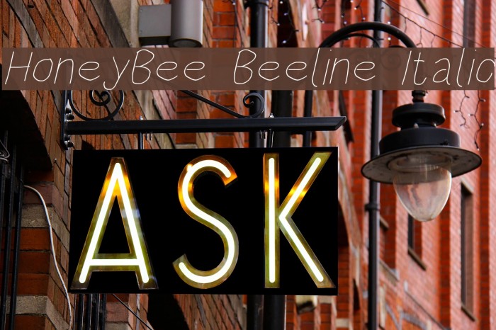 HoneyBee Beeline Italic Font examples