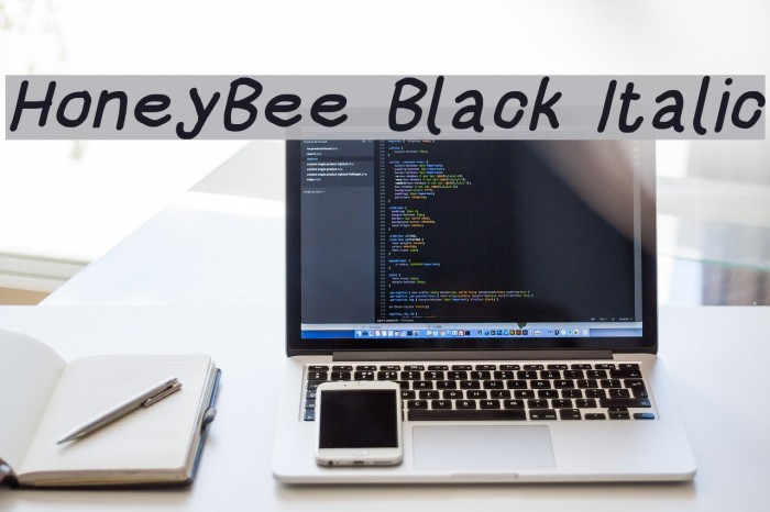 HoneyBee Black Italic Font examples