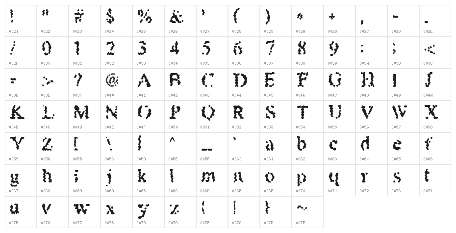 Honeybomb Character Map