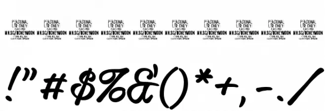 Honeymoon Up Bold PERSONAL USE Font OTHER CHARS