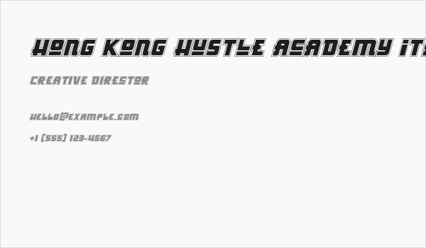 Hong Kong Hustle Academy Italic Italic Business Card