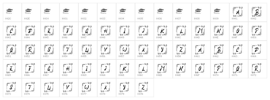 Honse Chinese Monogram Character Map