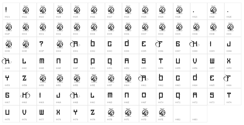 HoodRich-Regular Character Map