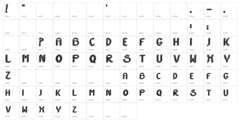 HoodWinked-Regular Character Map