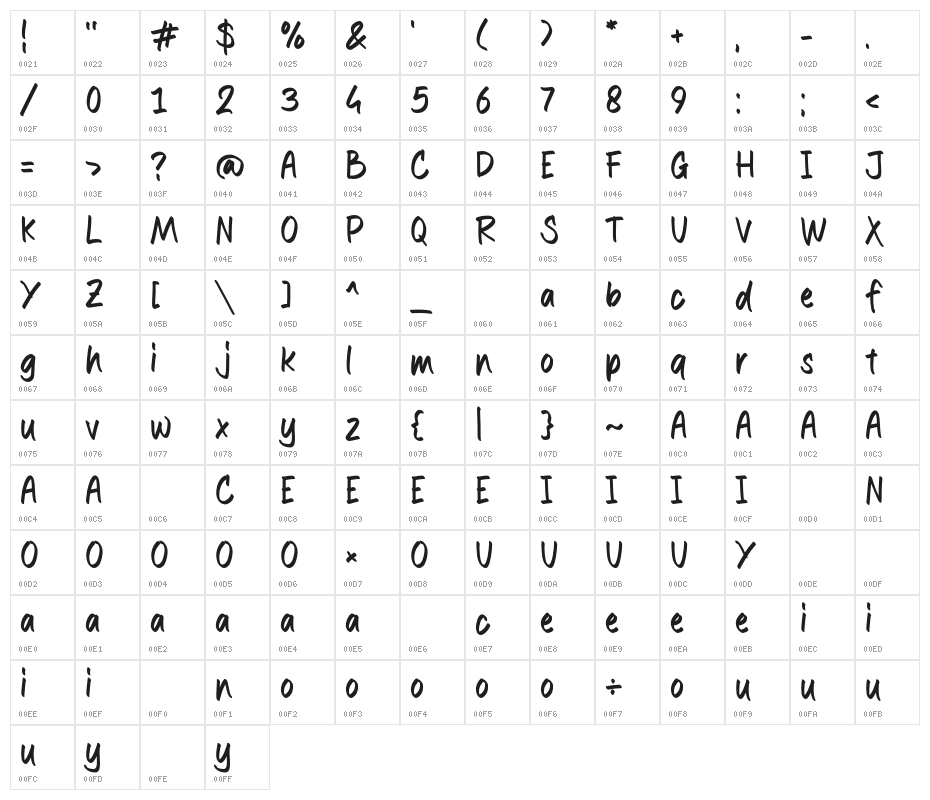 Hook Franco Character Map