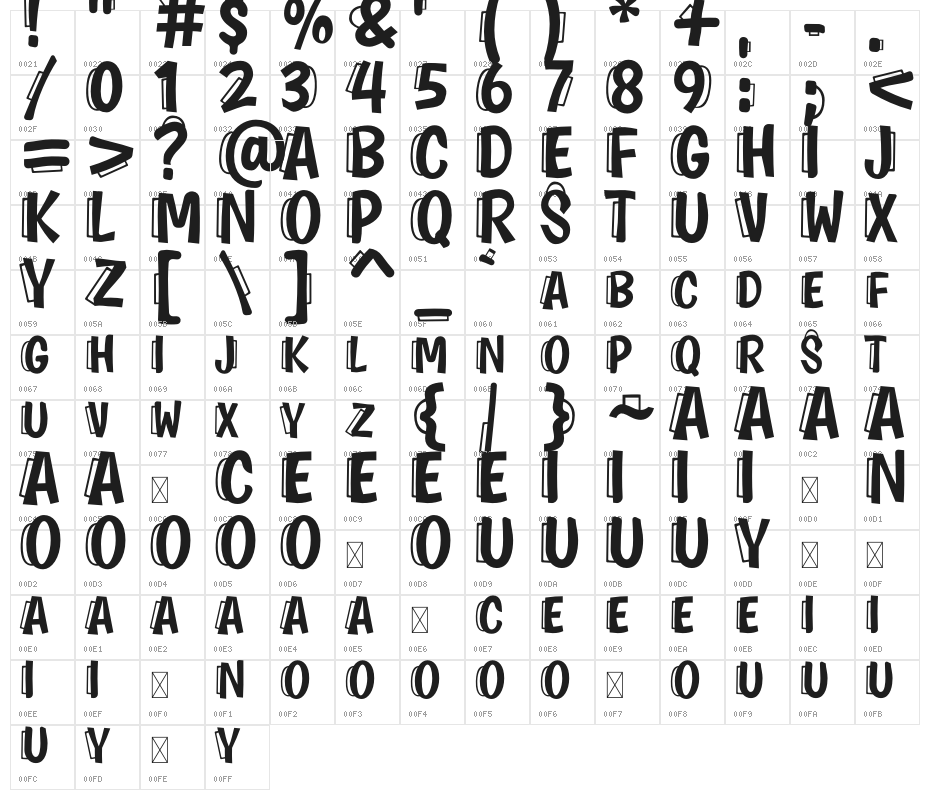 Hook Hanger Character Map