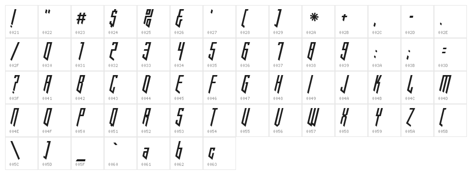 Hooked Up 101 Character Map