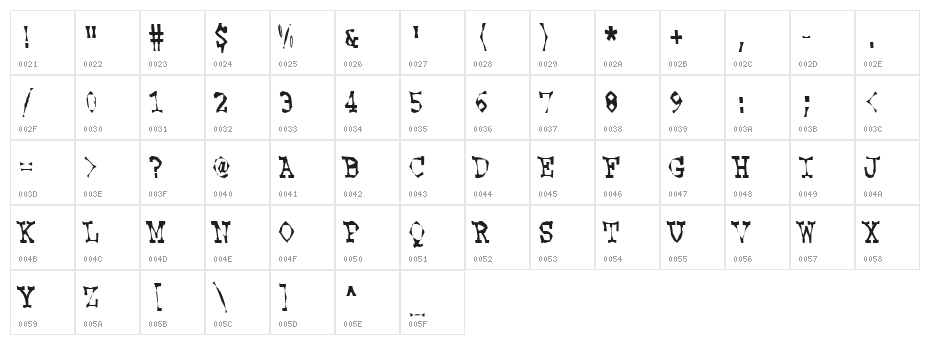 Hooker Lee Character Map