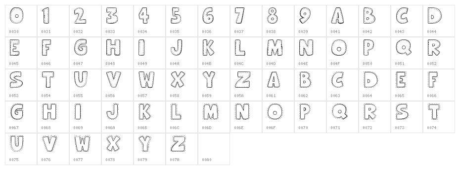 Hooman Stitch Character Map