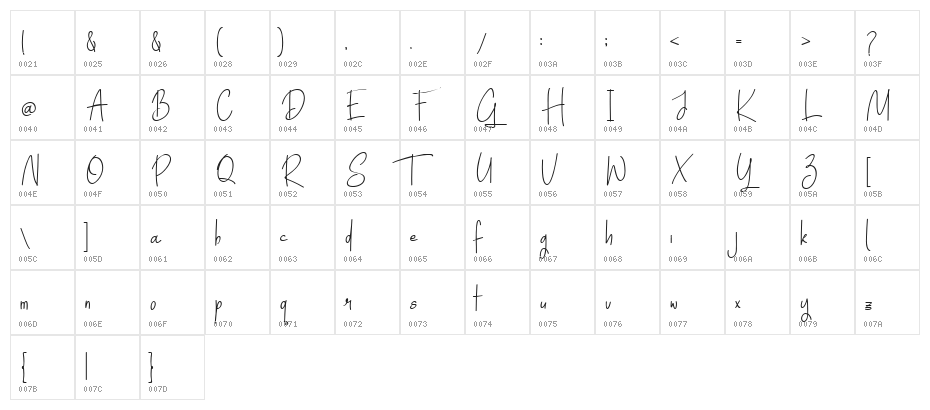 Horizon Mountain  Regular Character Map