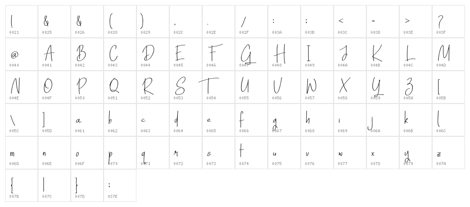 HorizonMountain-Regular Character Map
