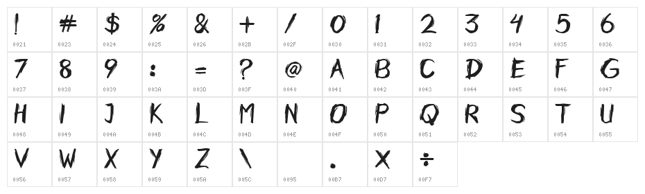 Horobi Regular Character Map