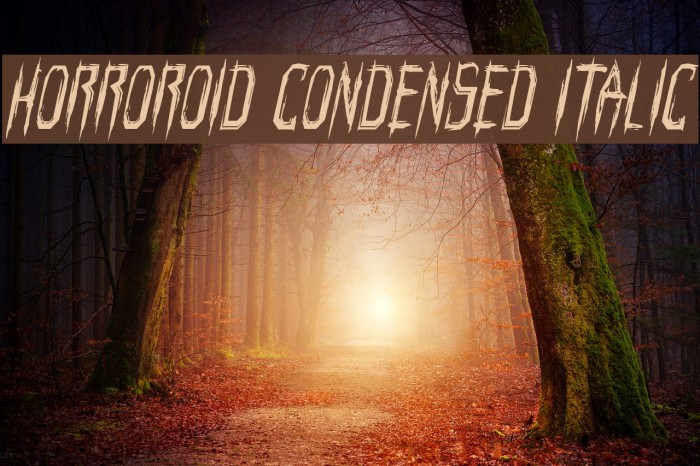 Horroroid Condensed Italic Font examples