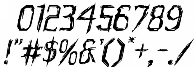 Horroroid Expanded Italic Font OTHER CHARS