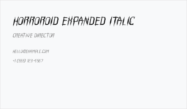 Horroroid Expanded Italic Business Card