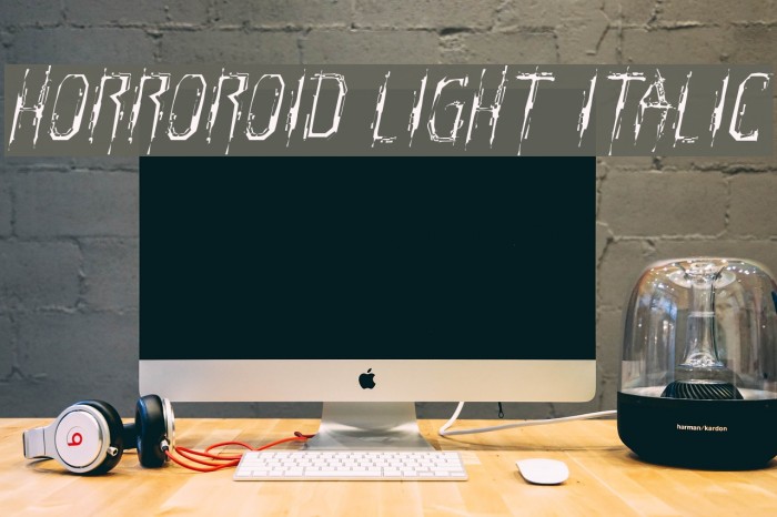 Horroroid Light Italic Font examples