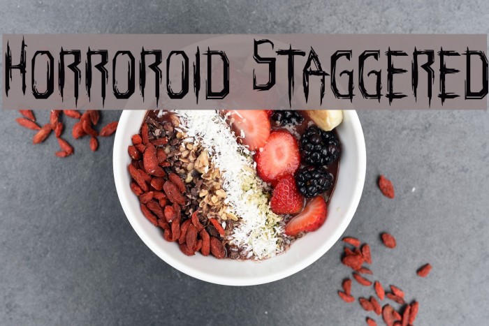 Horroroid Staggered Font examples