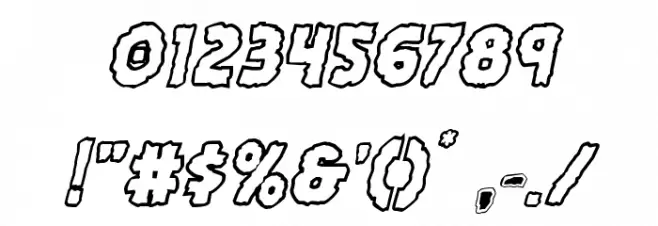 Horroween Outline Italic Font OTHER CHARS