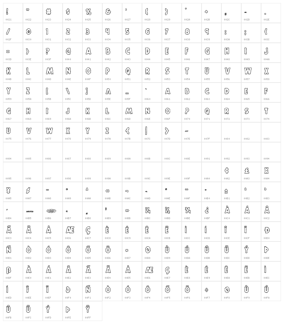 Horroween Outline Character Map