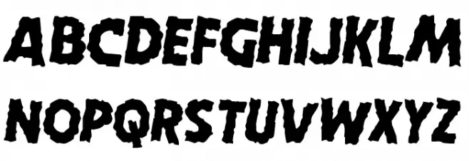 Horroween Rotated 2 Schriftart Kleinbuchstaben