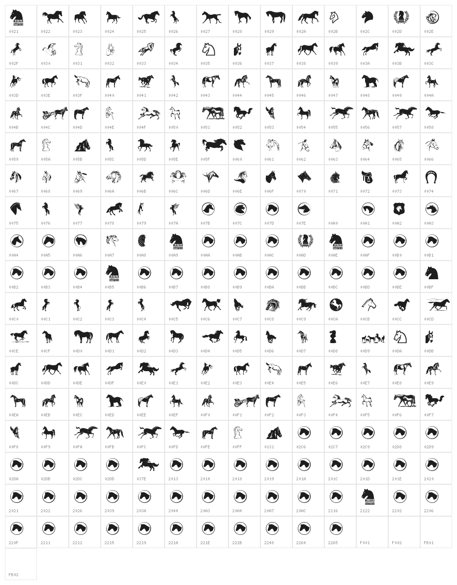 Horse Character Map