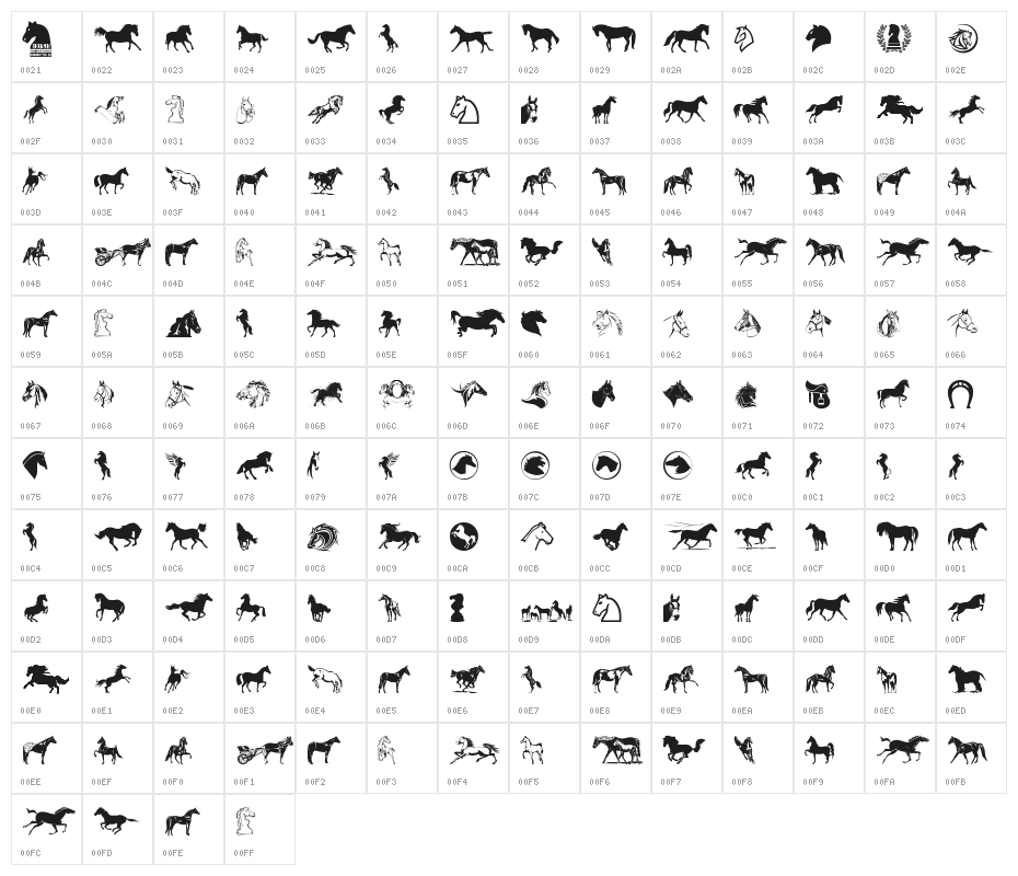 Horse Character Map