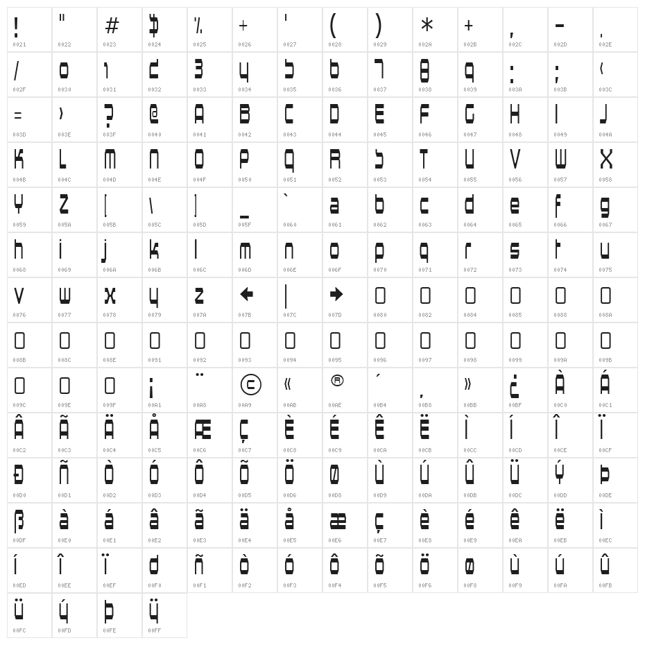 Horsepower-Regular Character Map