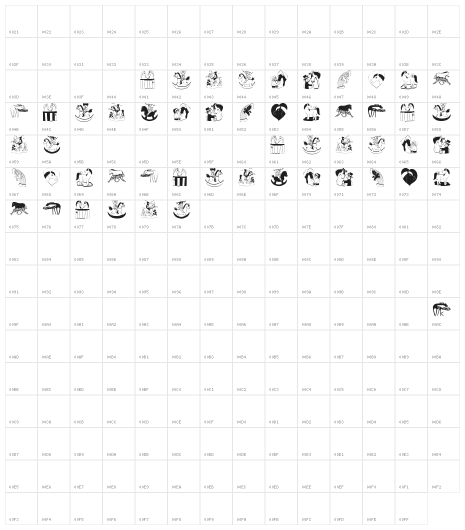 Horses Character Map