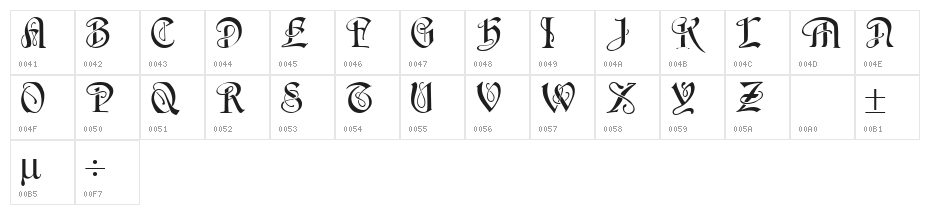 Horst Regular Character Map