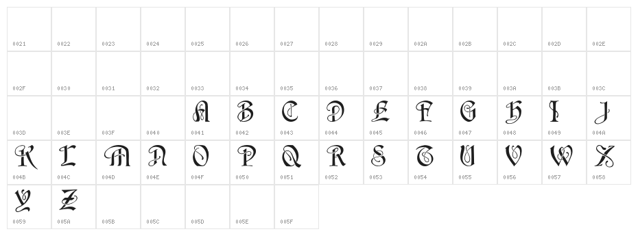 HorstCapitals Character Map