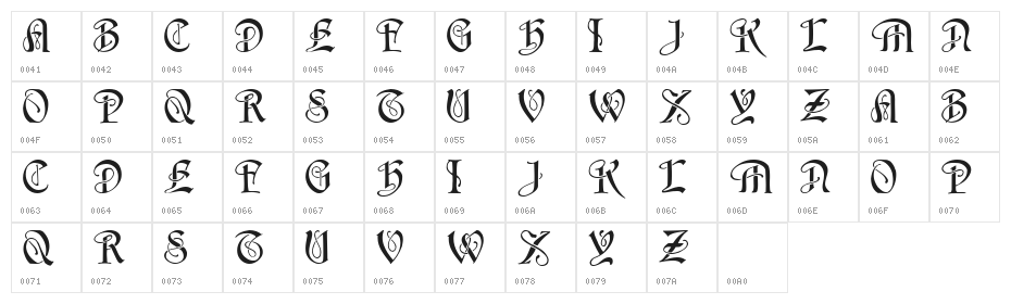 HorstCaps Medium Character Map