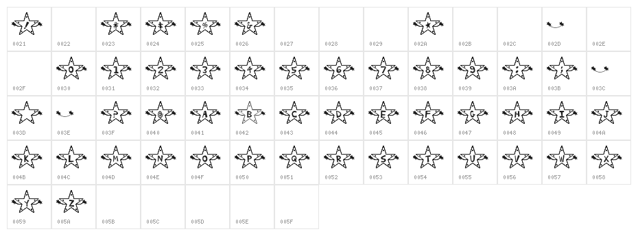 Hoshi Font Character Map