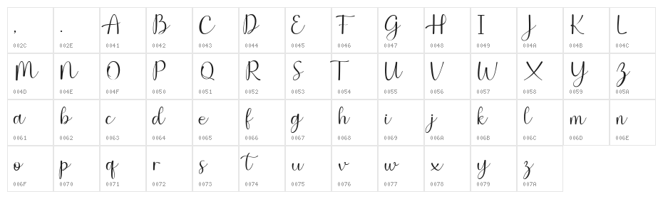 Hoshy Regular Character Map