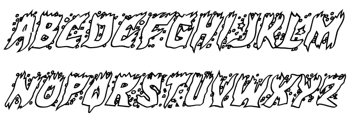Hot Kiss Outline Italic Font LOWERCASE