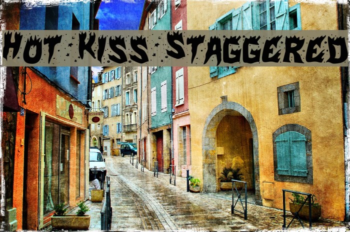 Hot Kiss Staggered Font examples
