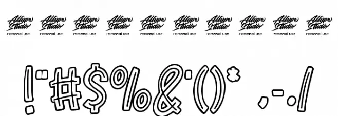 Hot Ruby Outline Font OTHER CHARS