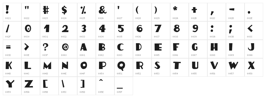 HotCoffeeFont Character Map